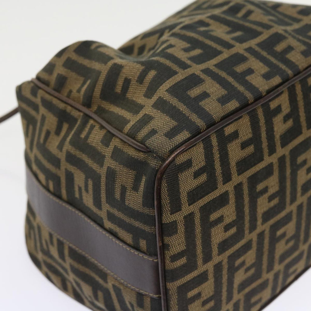 FENDI Zucca Canvas Hand Bag Leather Black Brown ar10305