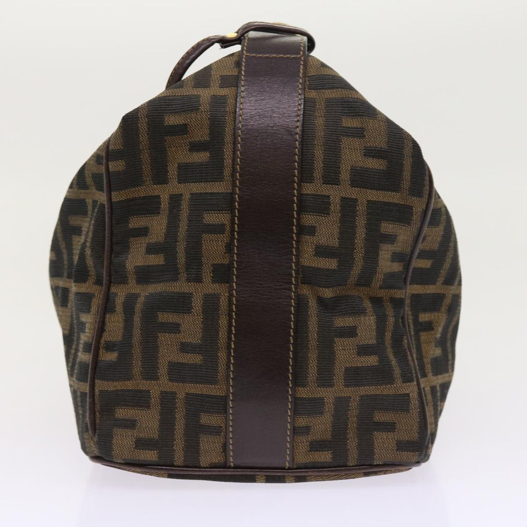 FENDI Zucca Canvas Hand Bag Leather Black Brown ar10305