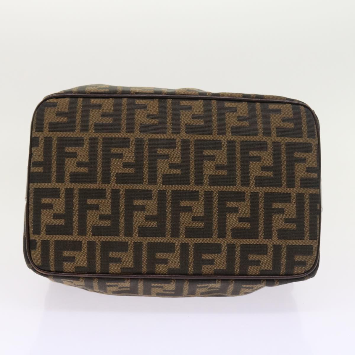 FENDI Zucca Canvas Hand Bag Leather Black Brown ar10305