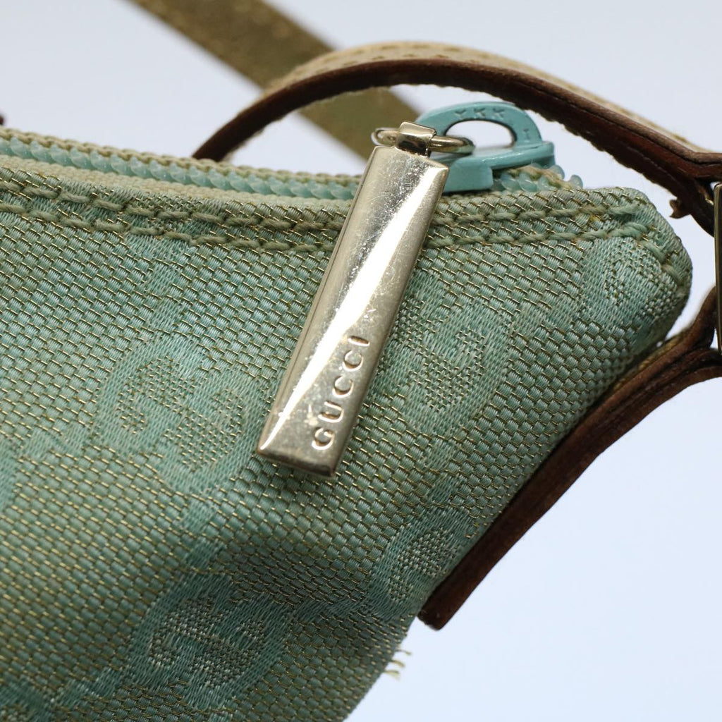 GUCCI GG Canvas Shoulder Bag Light Blue Gold ar10312