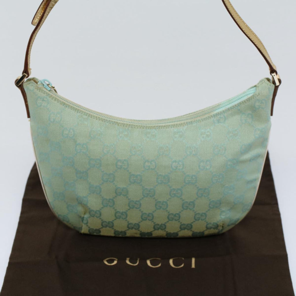 GUCCI GG Canvas Shoulder Bag Light Blue Gold ar10312