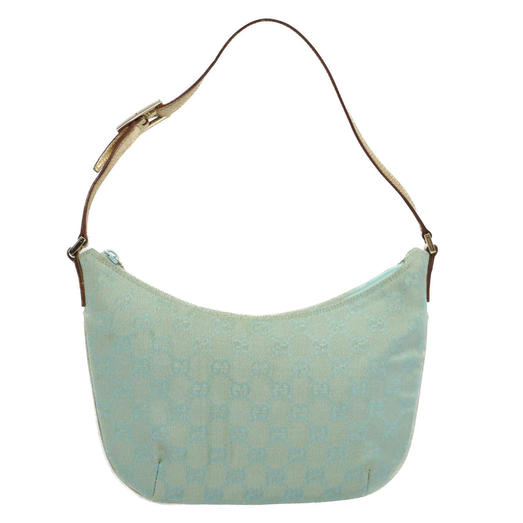 GUCCI GG Canvas Shoulder Bag Light Blue Gold ar10312