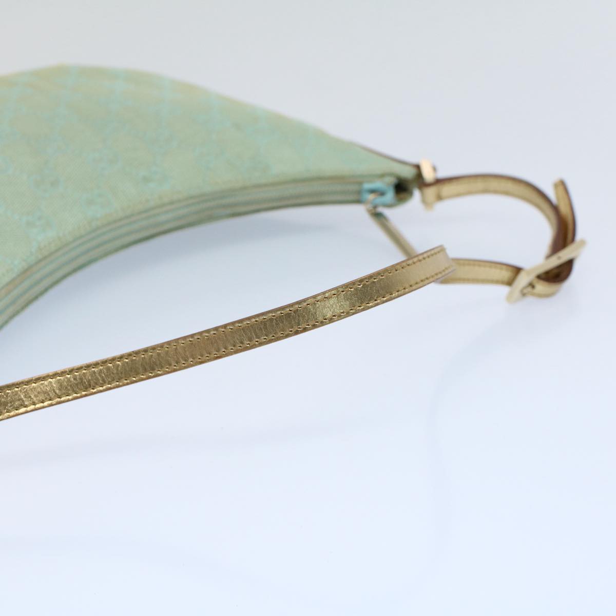 GUCCI GG Canvas Shoulder Bag Light Blue Gold ar10312