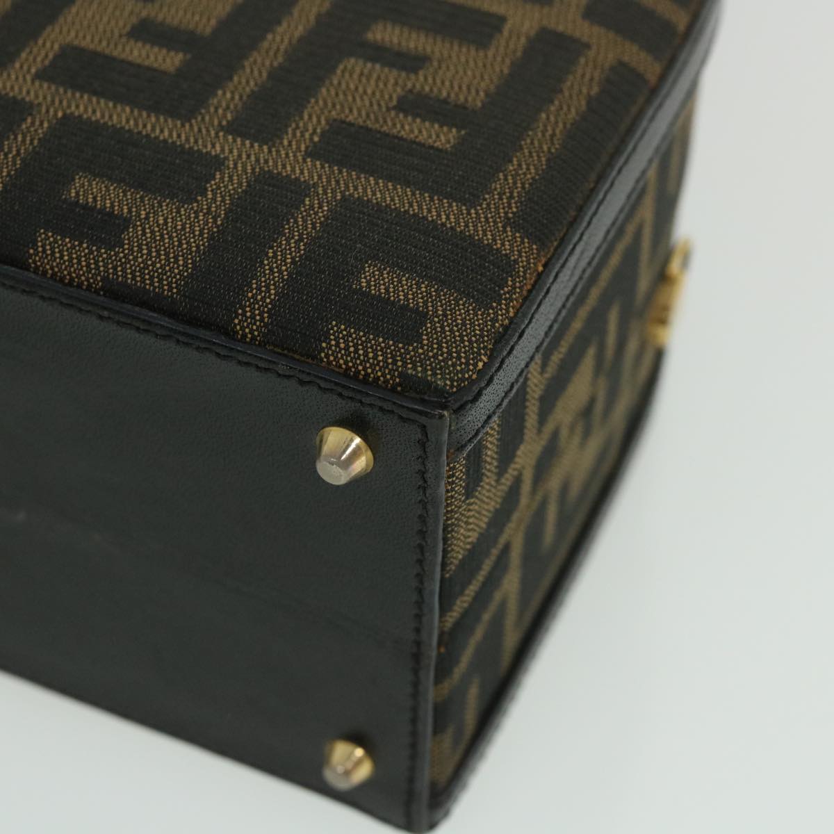 FENDI Zucca Canvas Hand Bag 2way Black Brown ar10368B