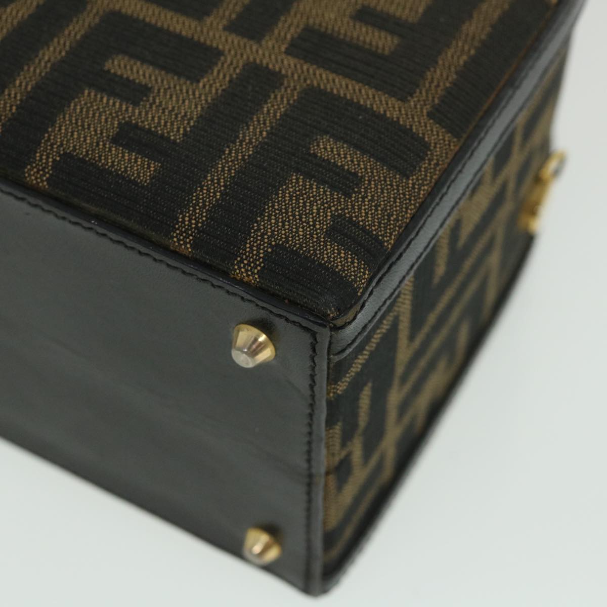 FENDI Zucca Canvas Hand Bag 2way Black Brown ar10368B