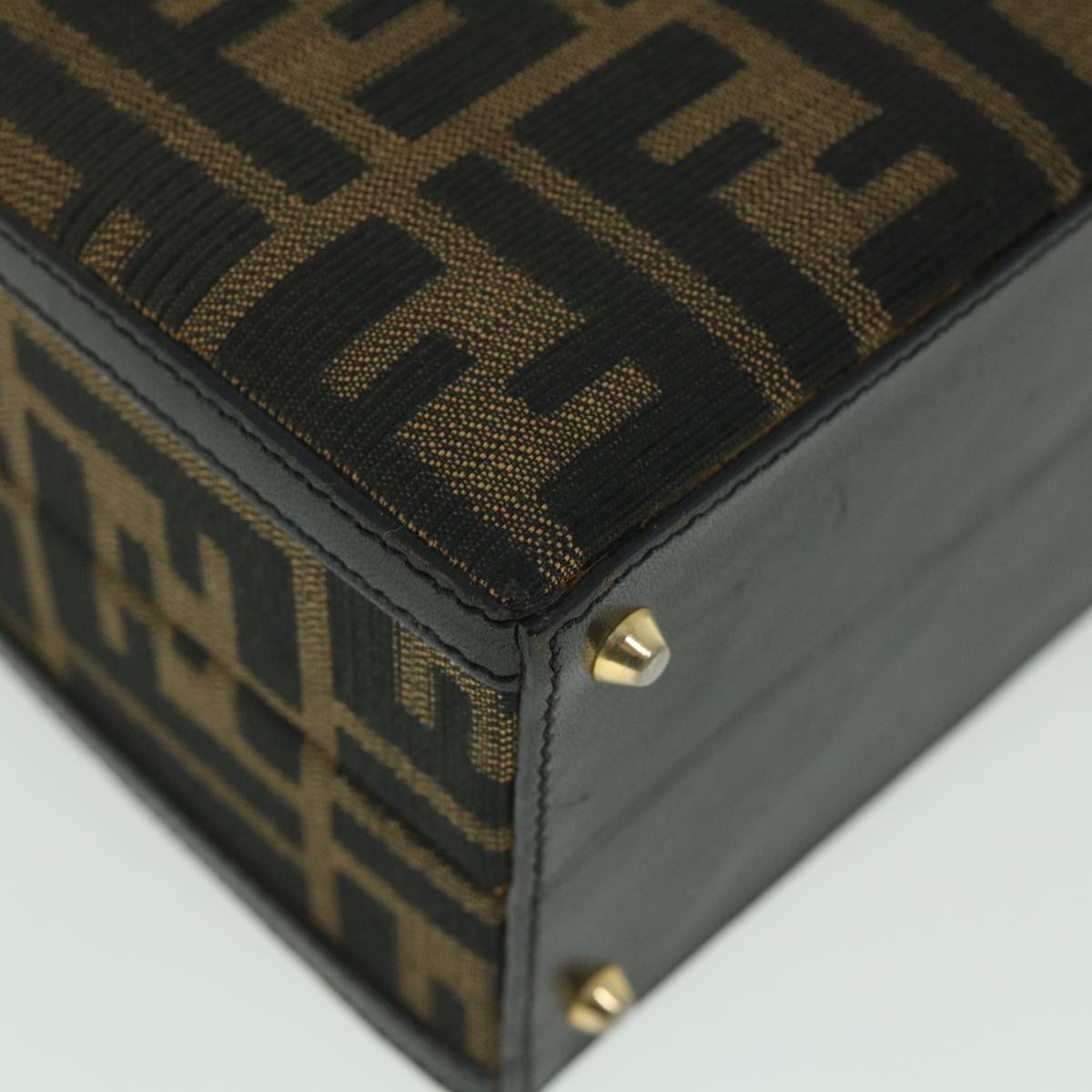 FENDI Zucca Canvas Hand Bag 2way Black Brown ar10368B