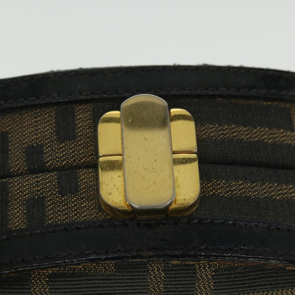 FENDI Zucca Canvas Hand Bag 2way Black Brown ar10368B
