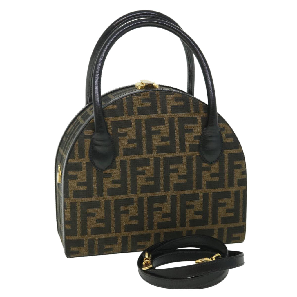 FENDI Zucca Canvas Hand Bag 2way Black Brown ar10368B