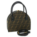 FENDI Zucca Canvas Hand Bag 2way Black Brown ar10368B