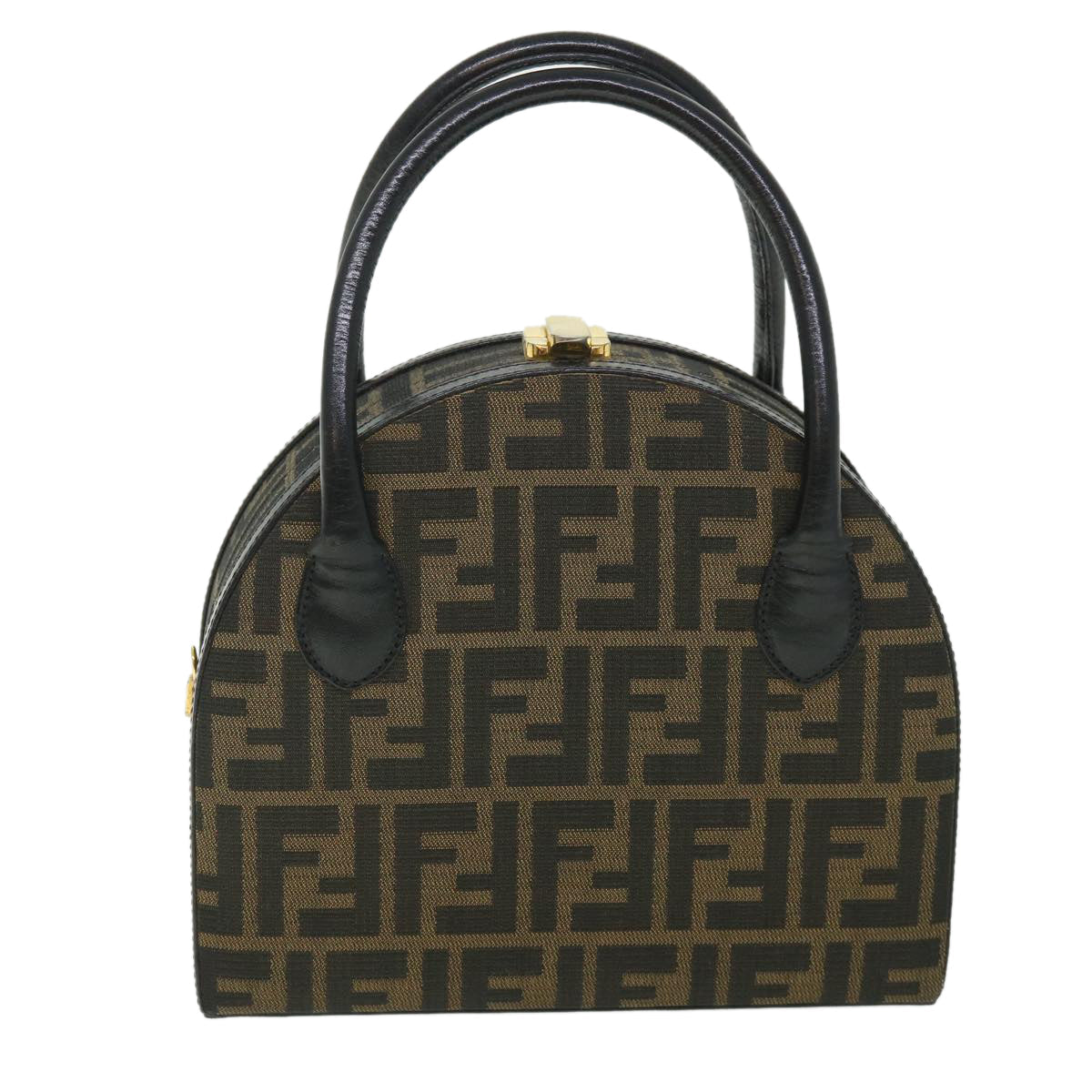 FENDI Zucca Canvas Hand Bag 2way Black Brown ar10368B