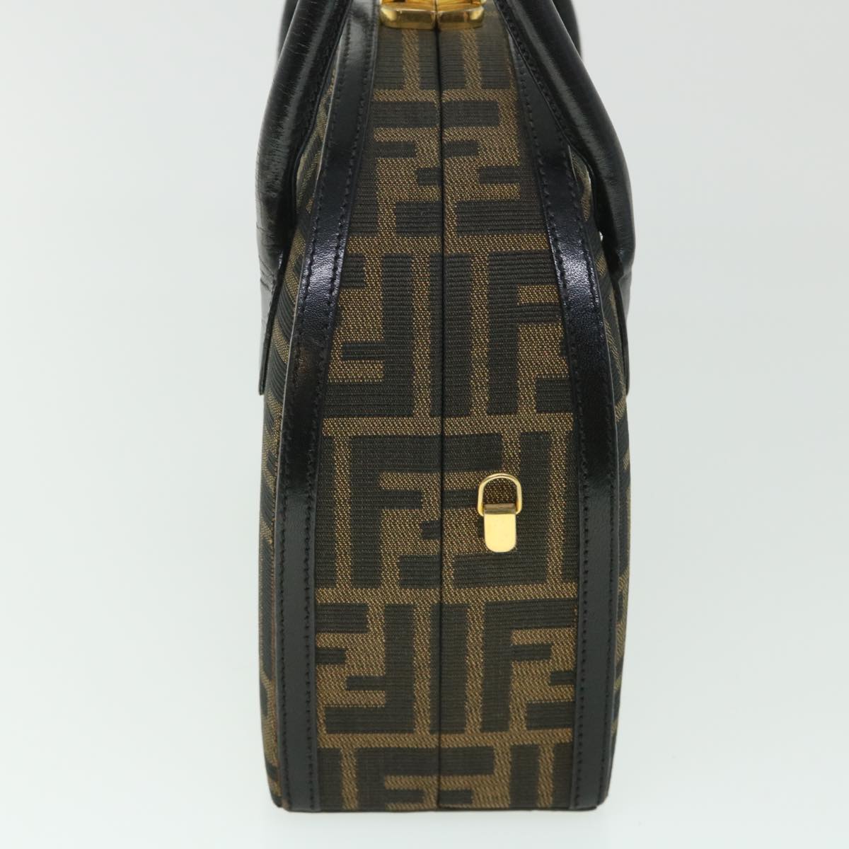 FENDI Zucca Canvas Hand Bag 2way Black Brown ar10368B