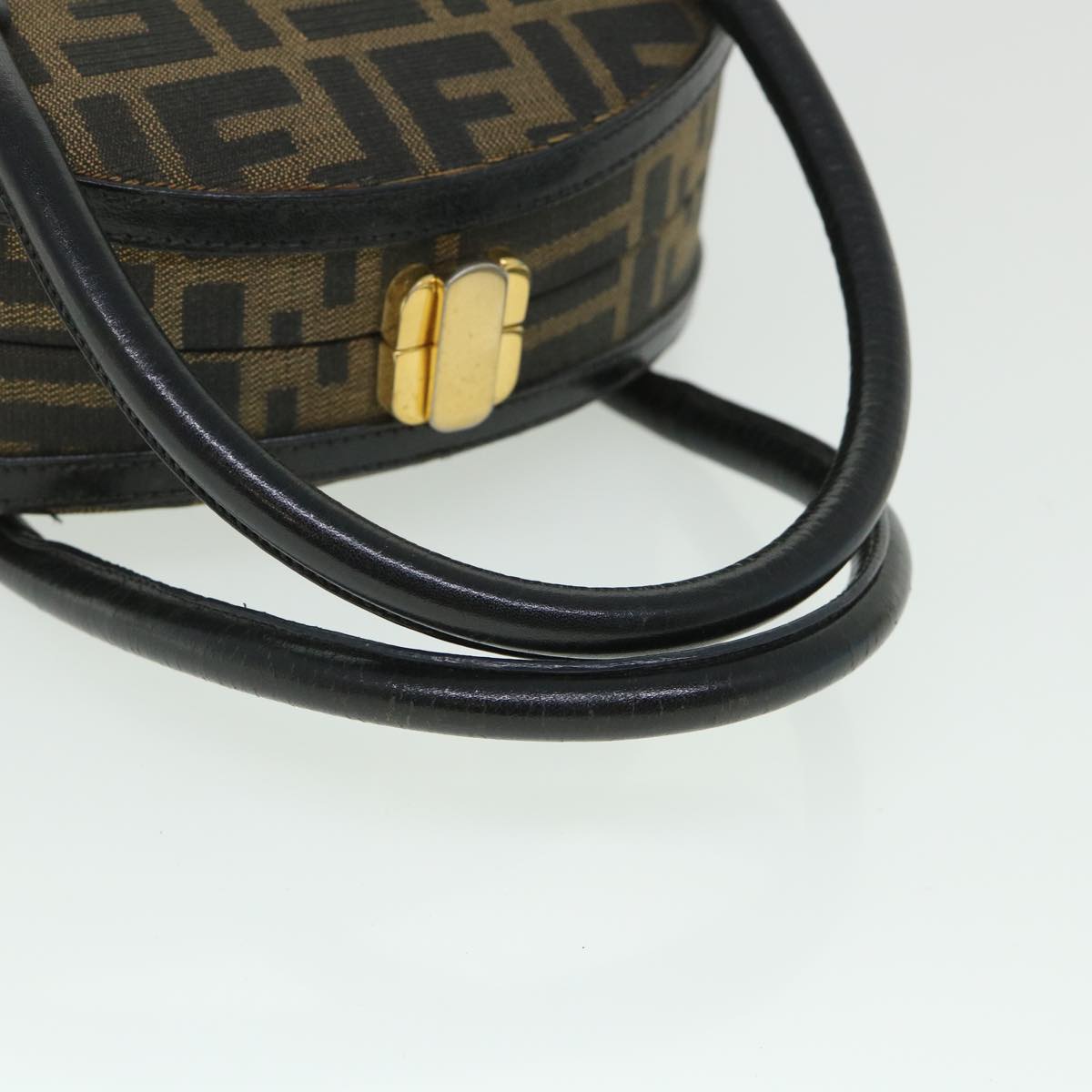 FENDI Zucca Canvas Hand Bag 2way Black Brown ar10368B