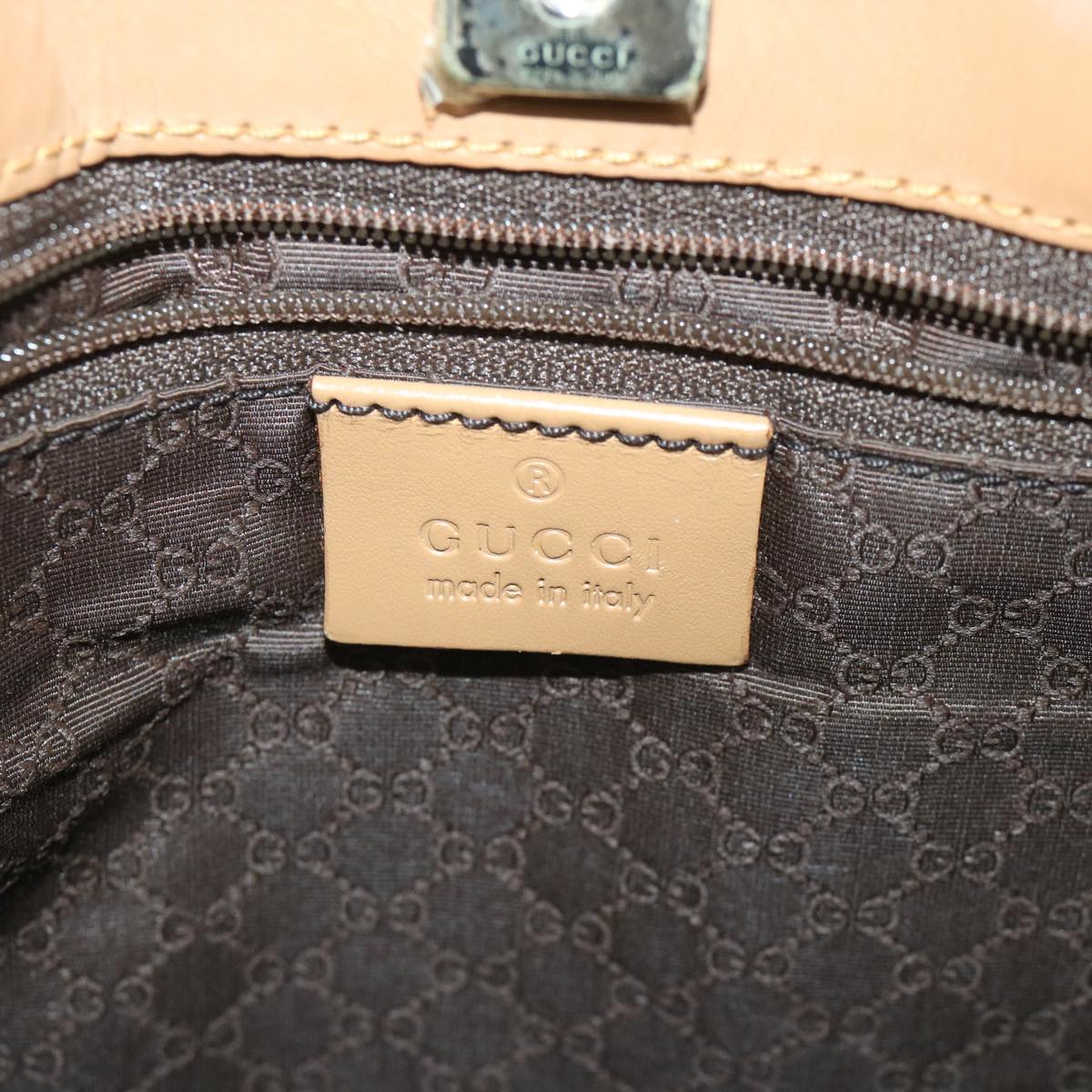GUCCI Sherry Line Hand Bag Leather Brown Beige 002 1134 ar10394