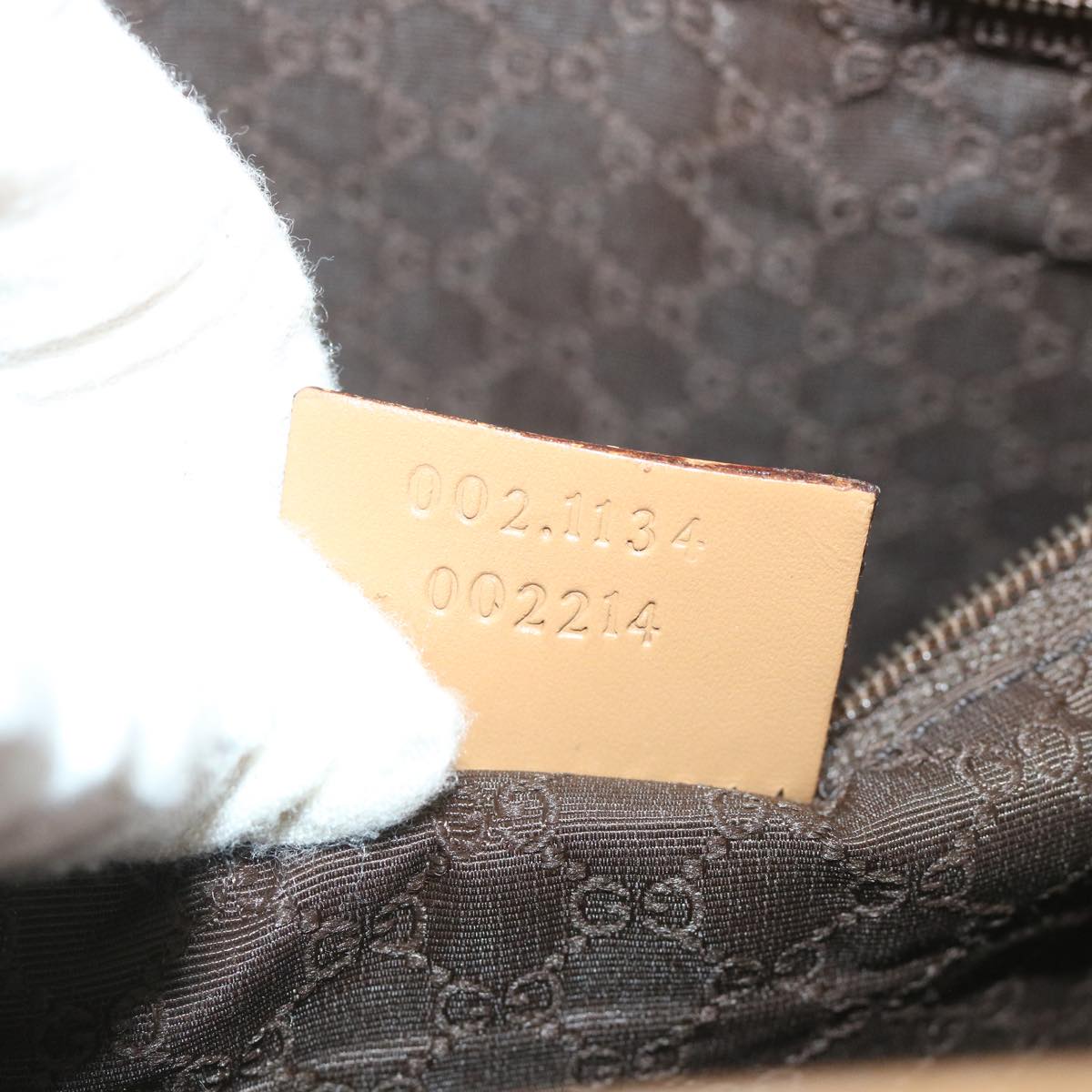 GUCCI Sherry Line Hand Bag Leather Brown Beige 002 1134 ar10394
