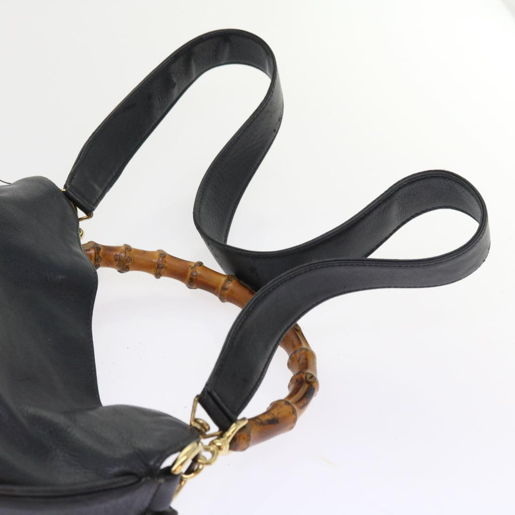 GUCCI Bamboo Shoulder Bag Leather 2way Black ar10406