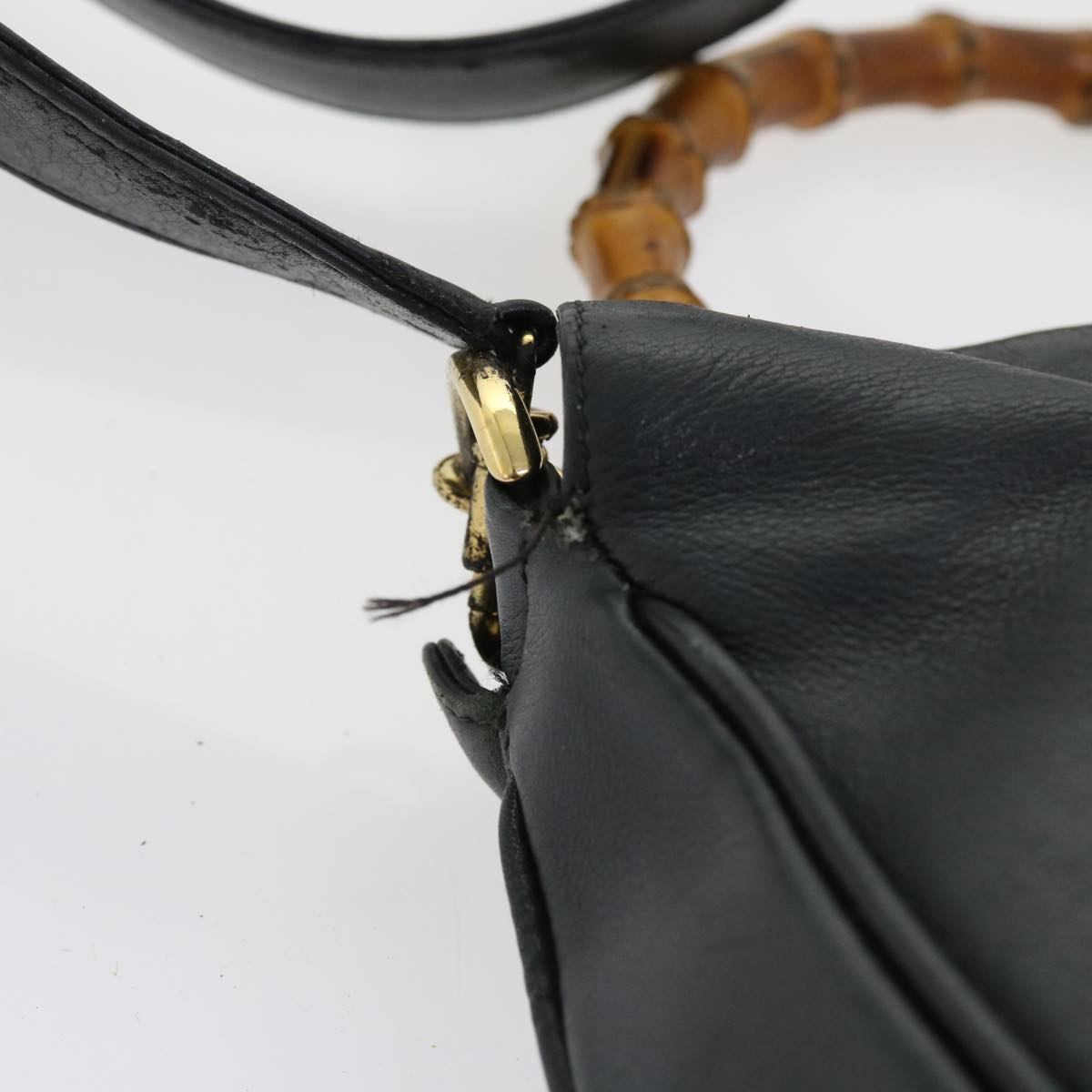 GUCCI Bamboo Shoulder Bag Leather 2way Black ar10406