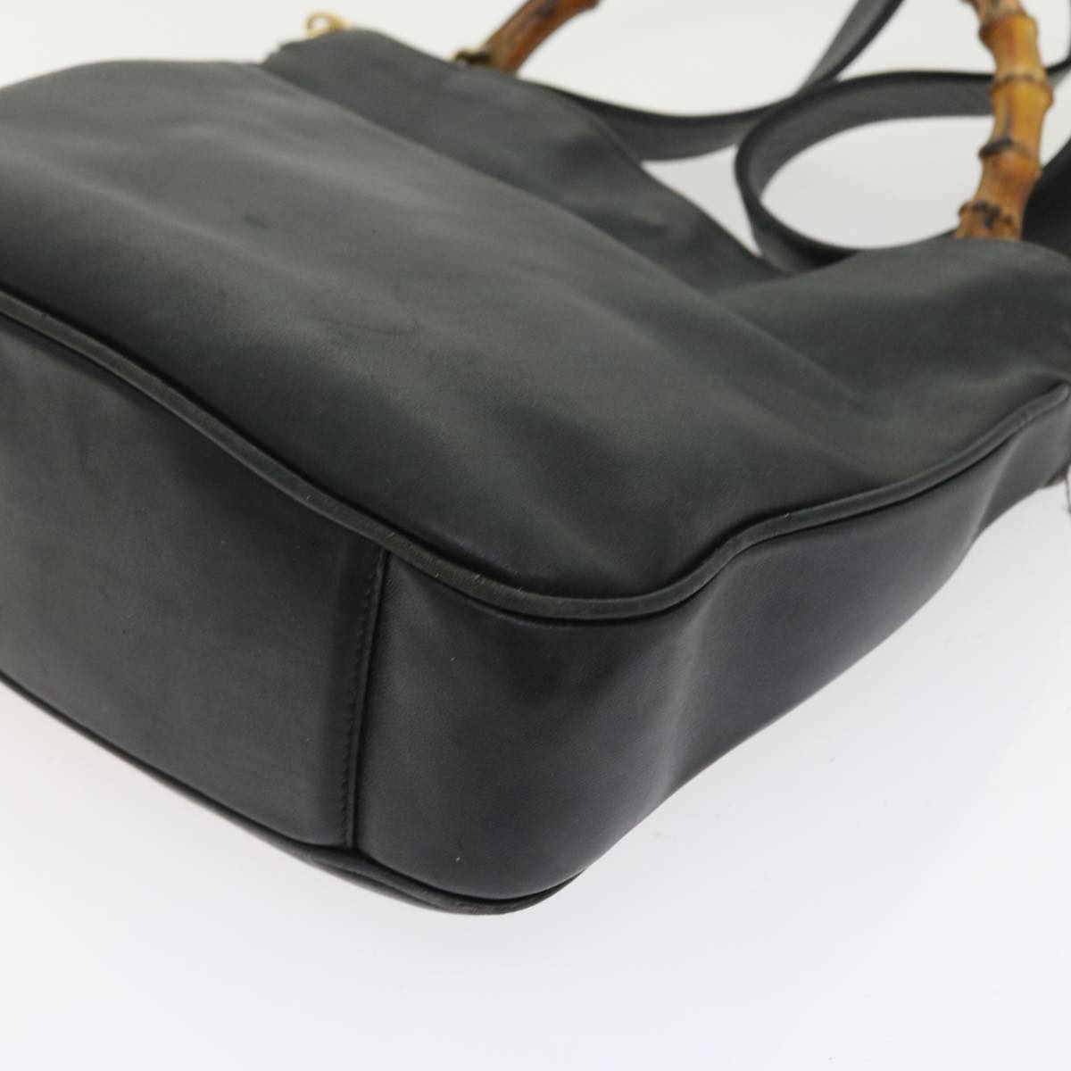 GUCCI Bamboo Shoulder Bag Leather 2way Black ar10406