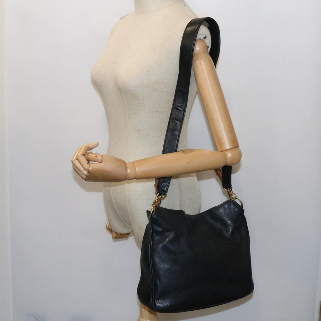 GUCCI Bamboo Shoulder Bag Leather 2way Black ar10406