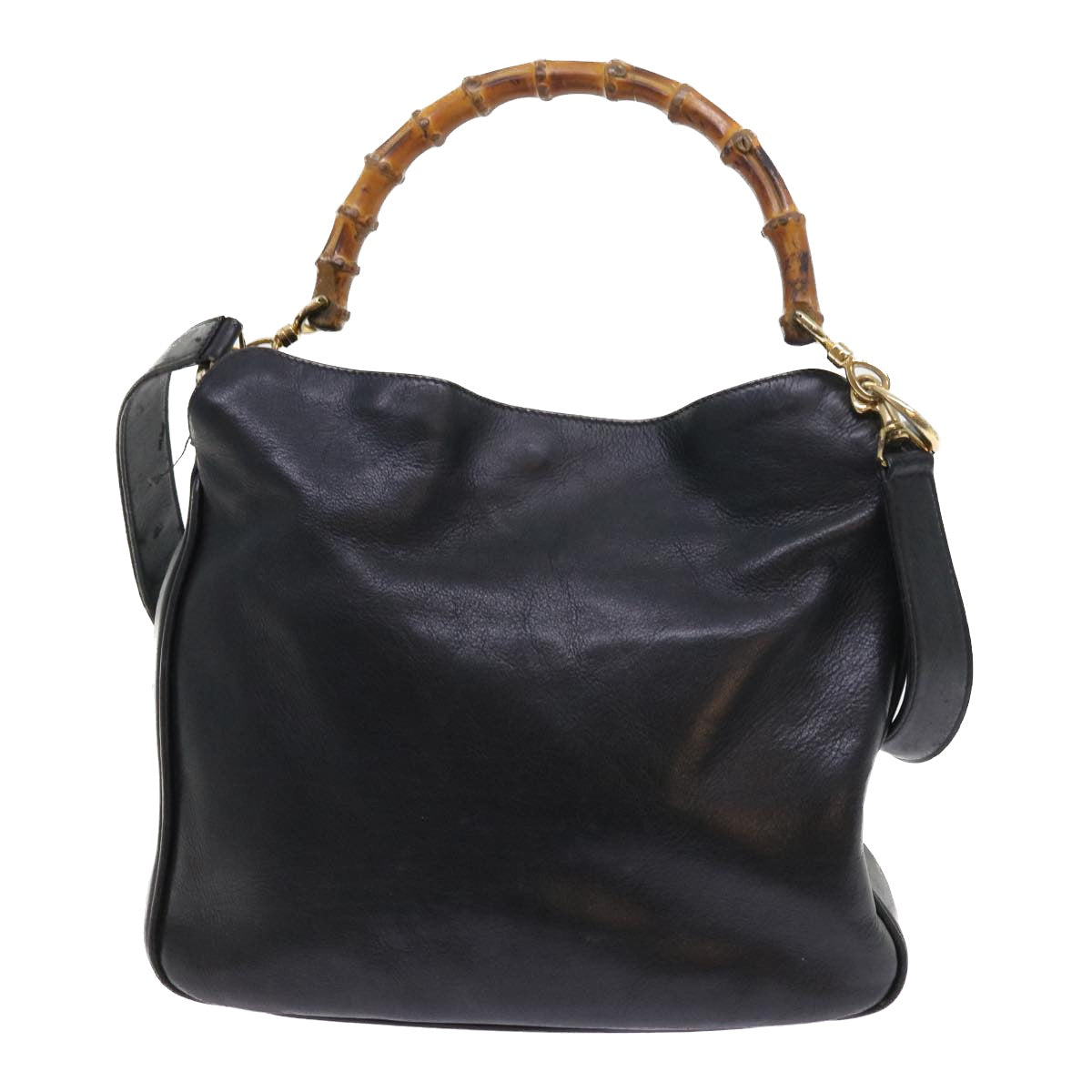 GUCCI Bamboo Shoulder Bag Leather 2way Black ar10406