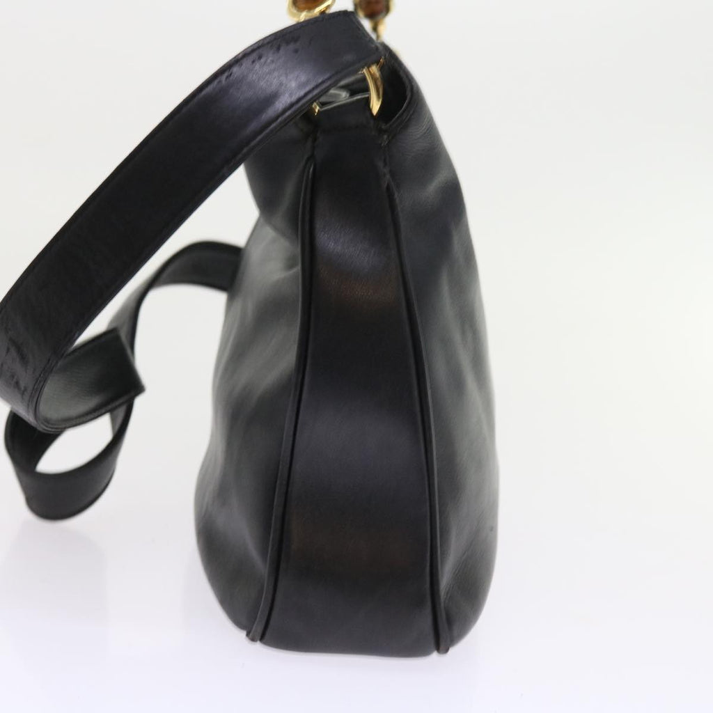GUCCI Bamboo Shoulder Bag Leather 2way Black ar10406