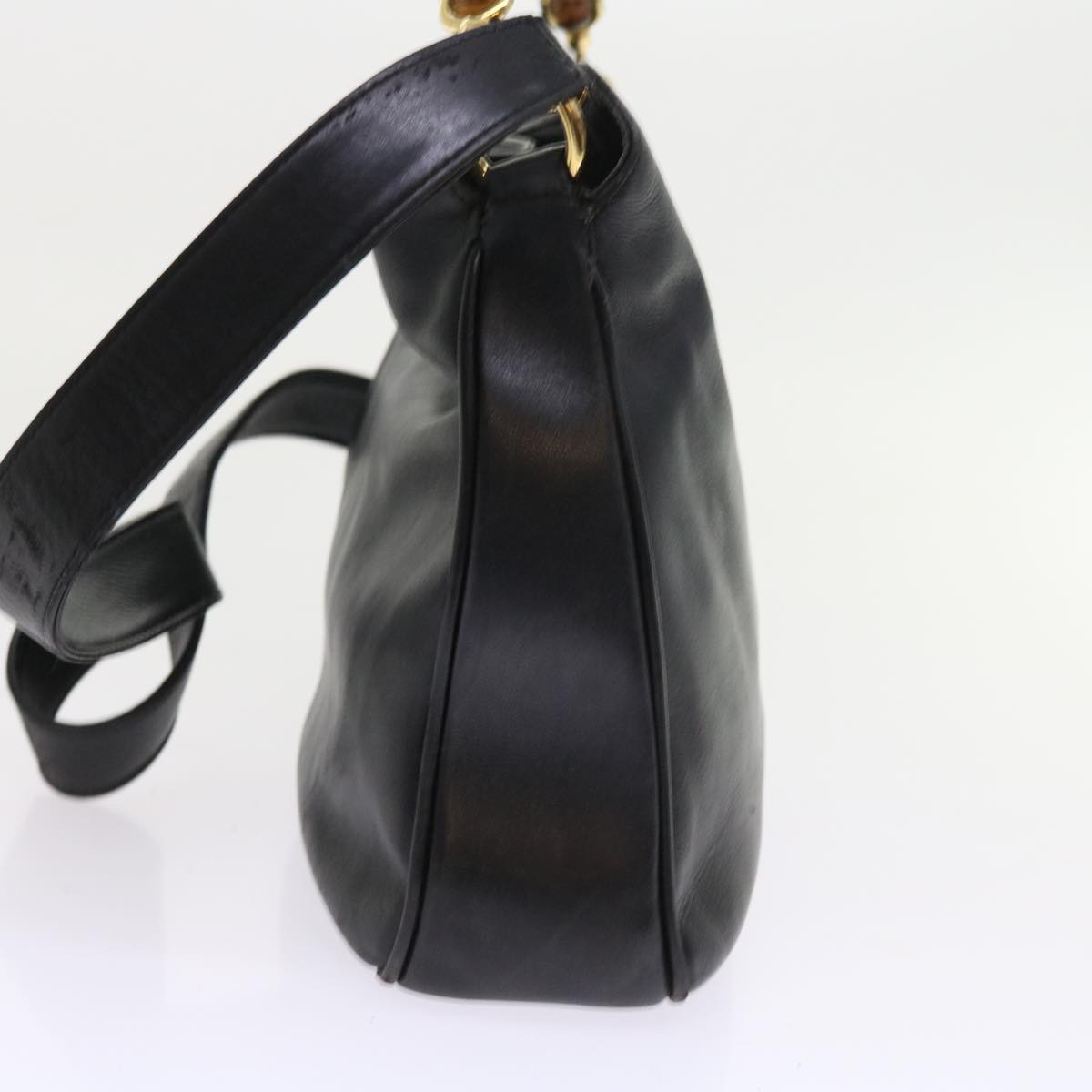 GUCCI Bamboo Shoulder Bag Leather 2way Black ar10406