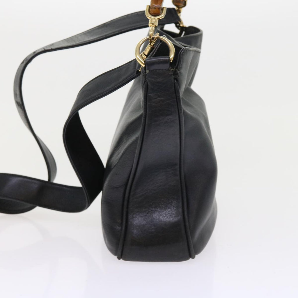 GUCCI Bamboo Shoulder Bag Leather 2way Black ar10406