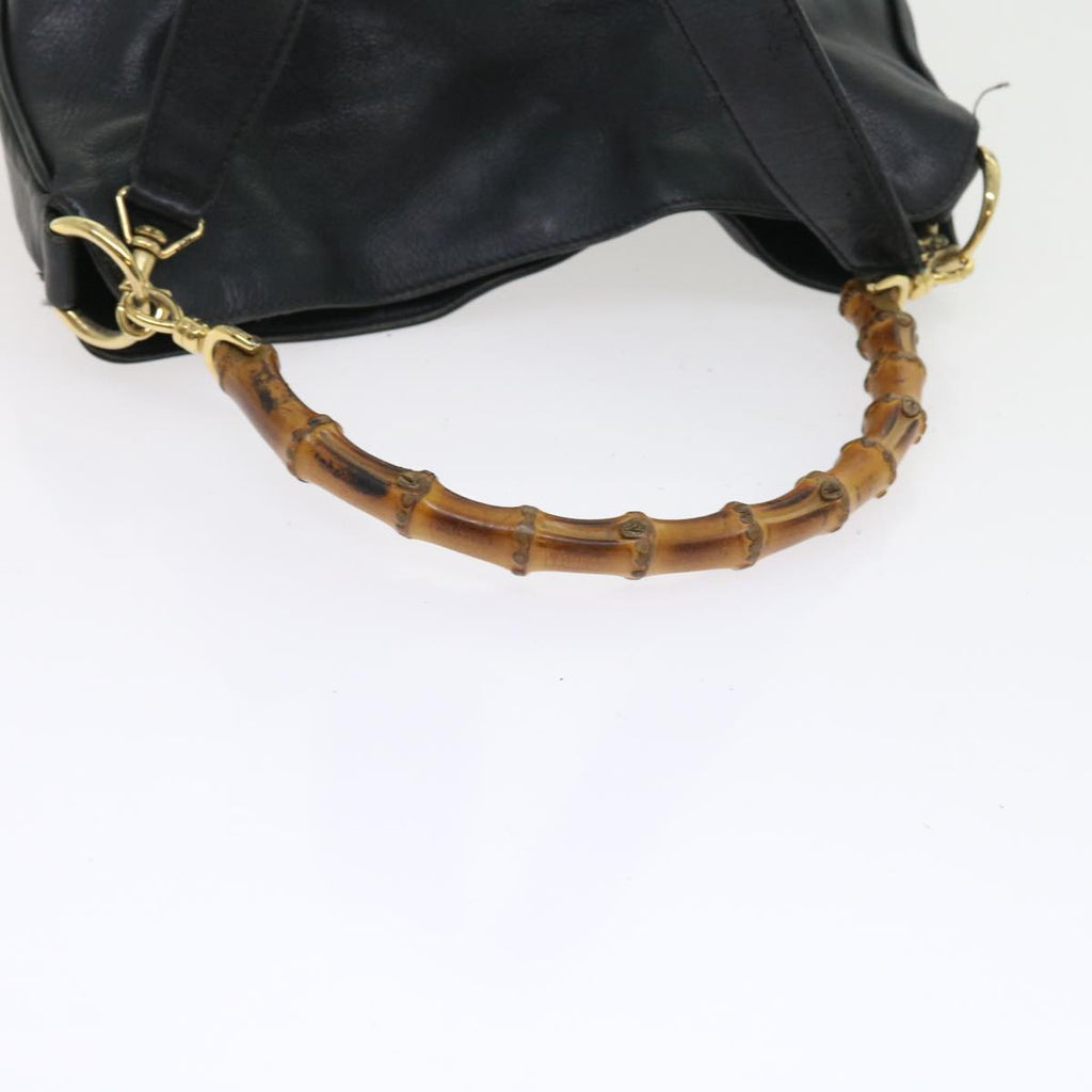 GUCCI Bamboo Shoulder Bag Leather 2way Black ar10406