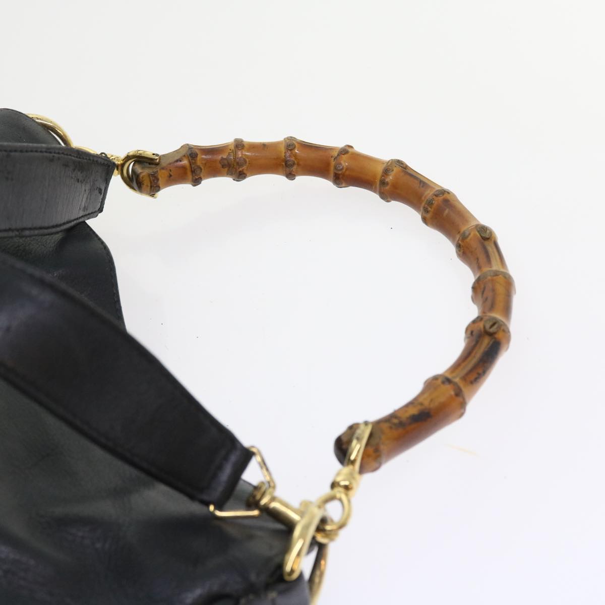GUCCI Bamboo Shoulder Bag Leather 2way Black ar10406