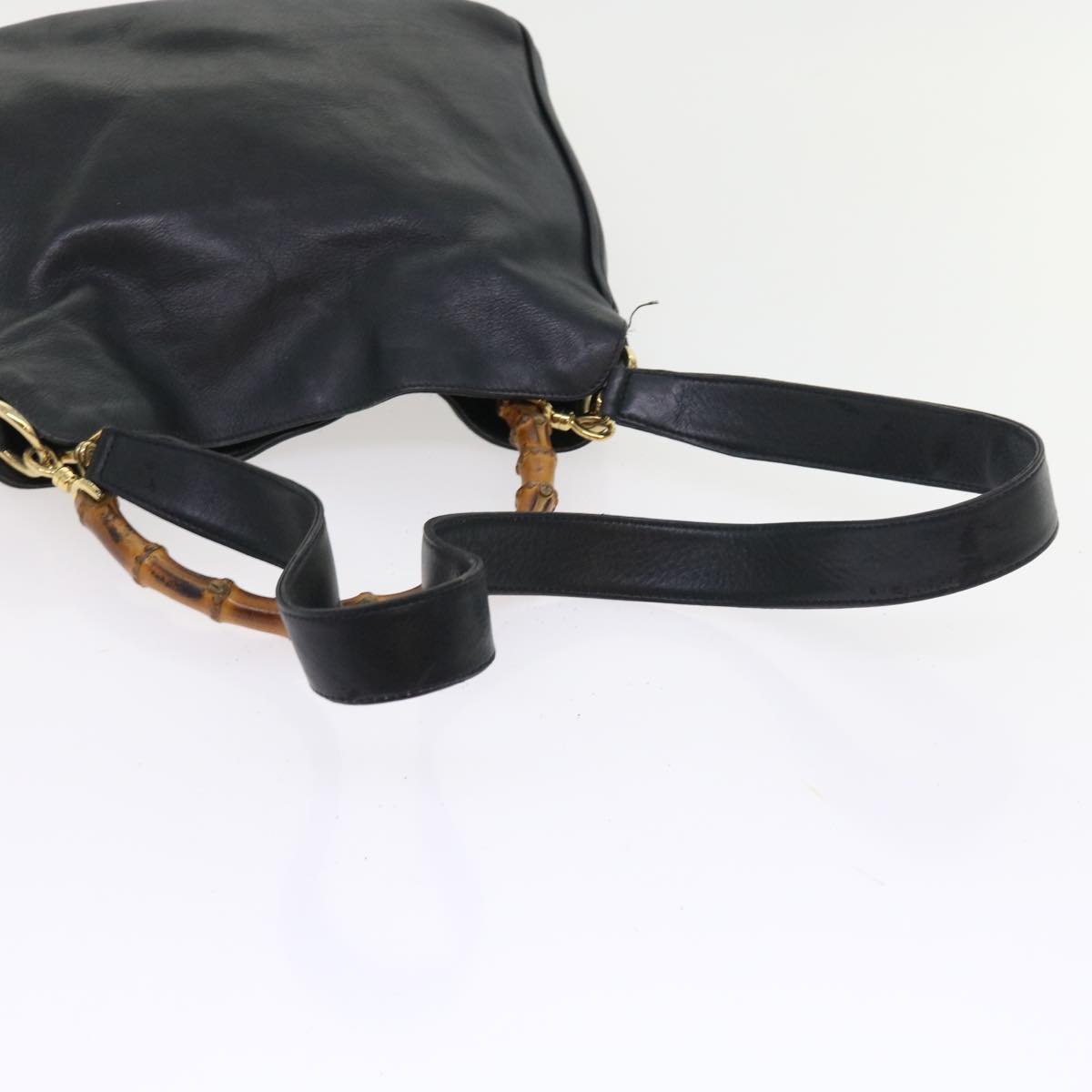 GUCCI Bamboo Shoulder Bag Leather 2way Black ar10406