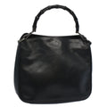 GUCCI Bamboo Shoulder Bag Leather Black ar10417