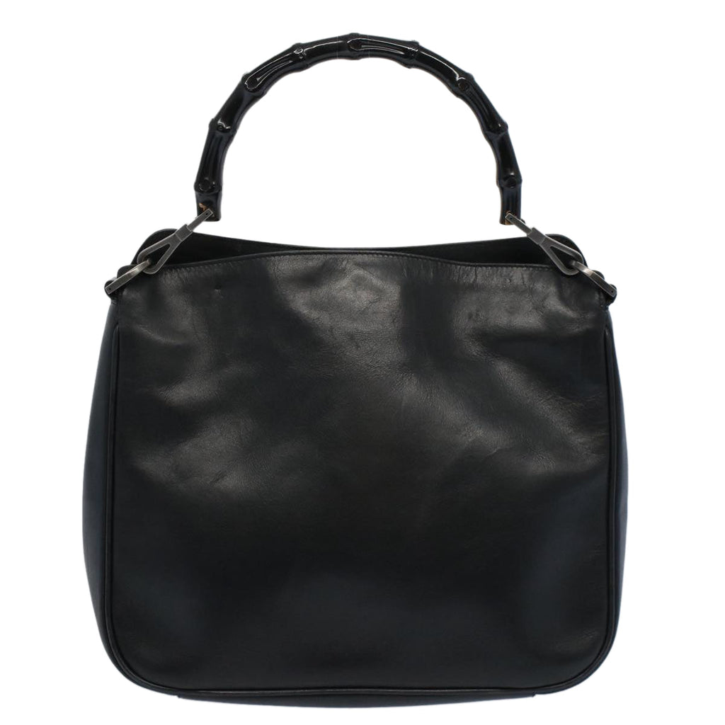 GUCCI Bamboo Shoulder Bag Leather Black ar10417