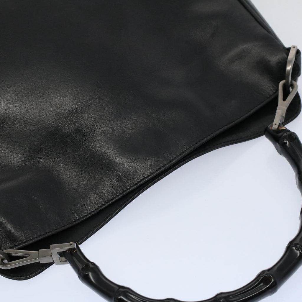 GUCCI Bamboo Shoulder Bag Leather Black ar10417