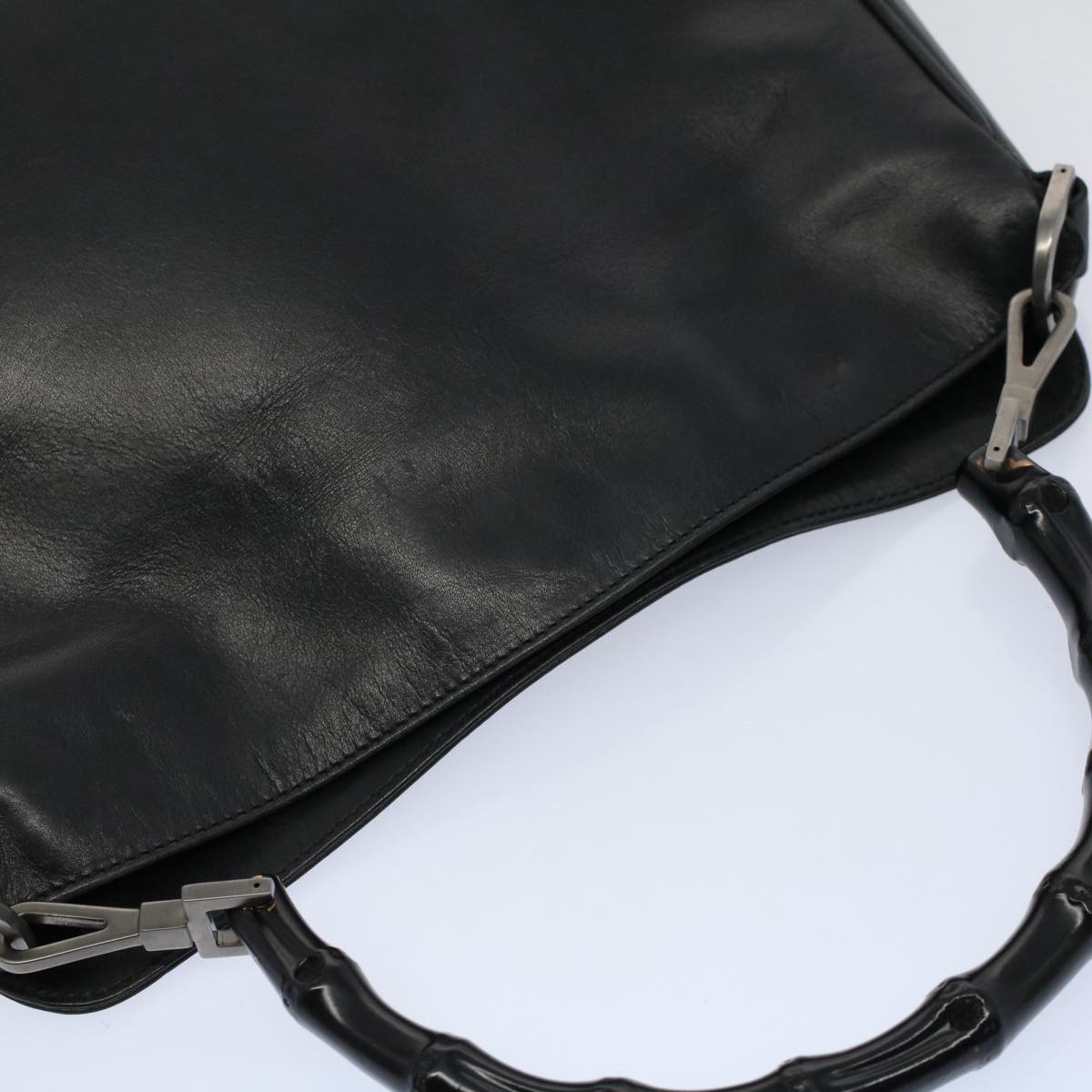 GUCCI Bamboo Shoulder Bag Leather Black ar10417