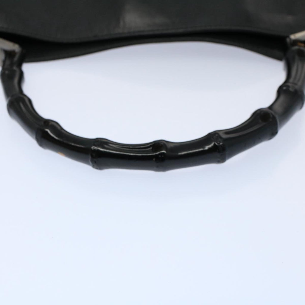 GUCCI Bamboo Shoulder Bag Leather Black ar10417