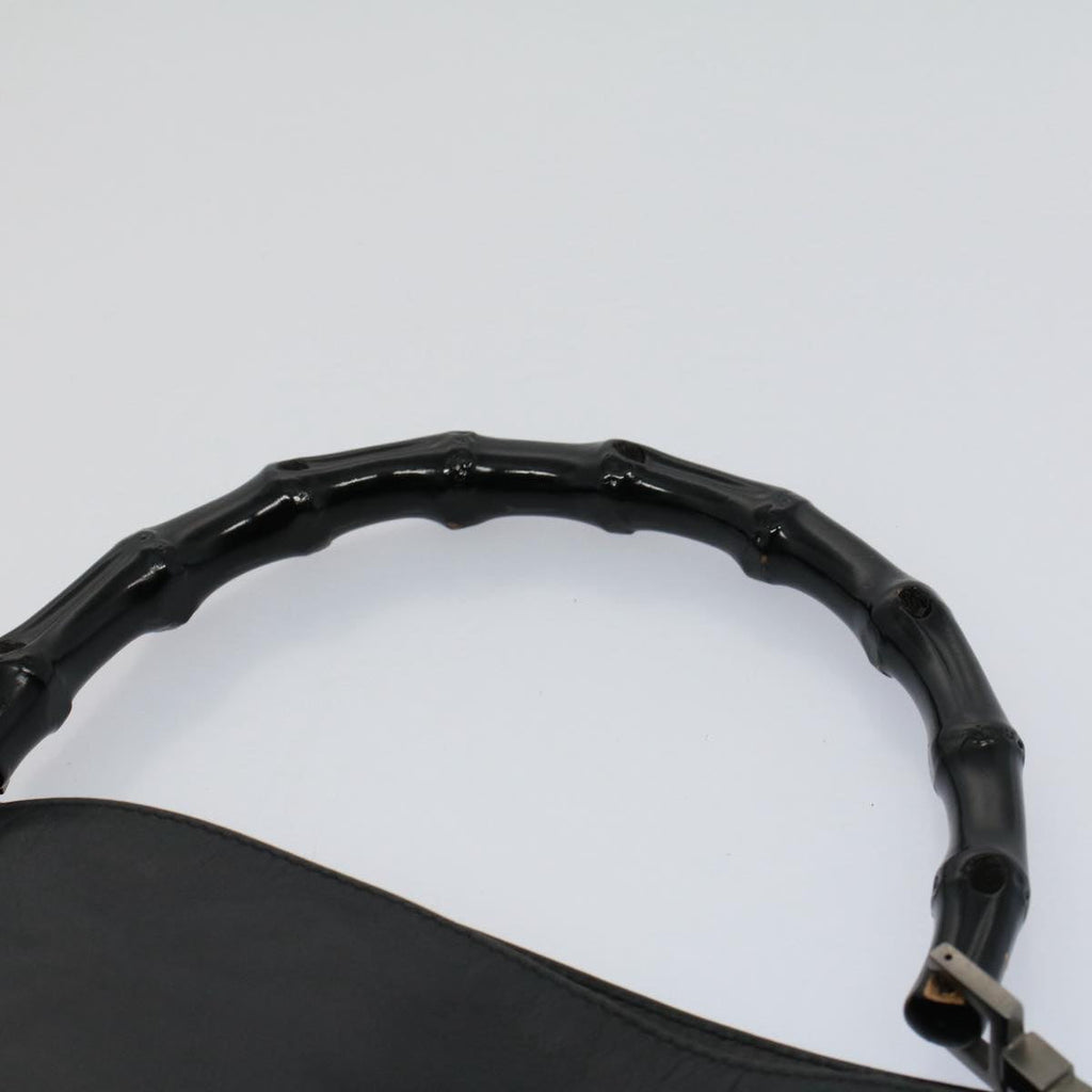 GUCCI Bamboo Shoulder Bag Leather Black ar10417