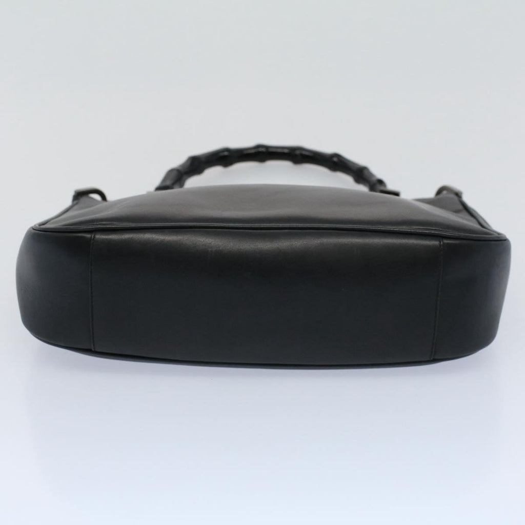 GUCCI Bamboo Shoulder Bag Leather Black ar10417