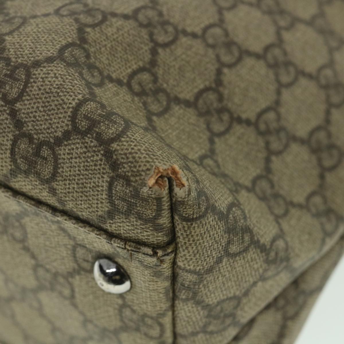 GUCCI GG Supreme Tote Bag PVC Leather Beige 114595 ar10426