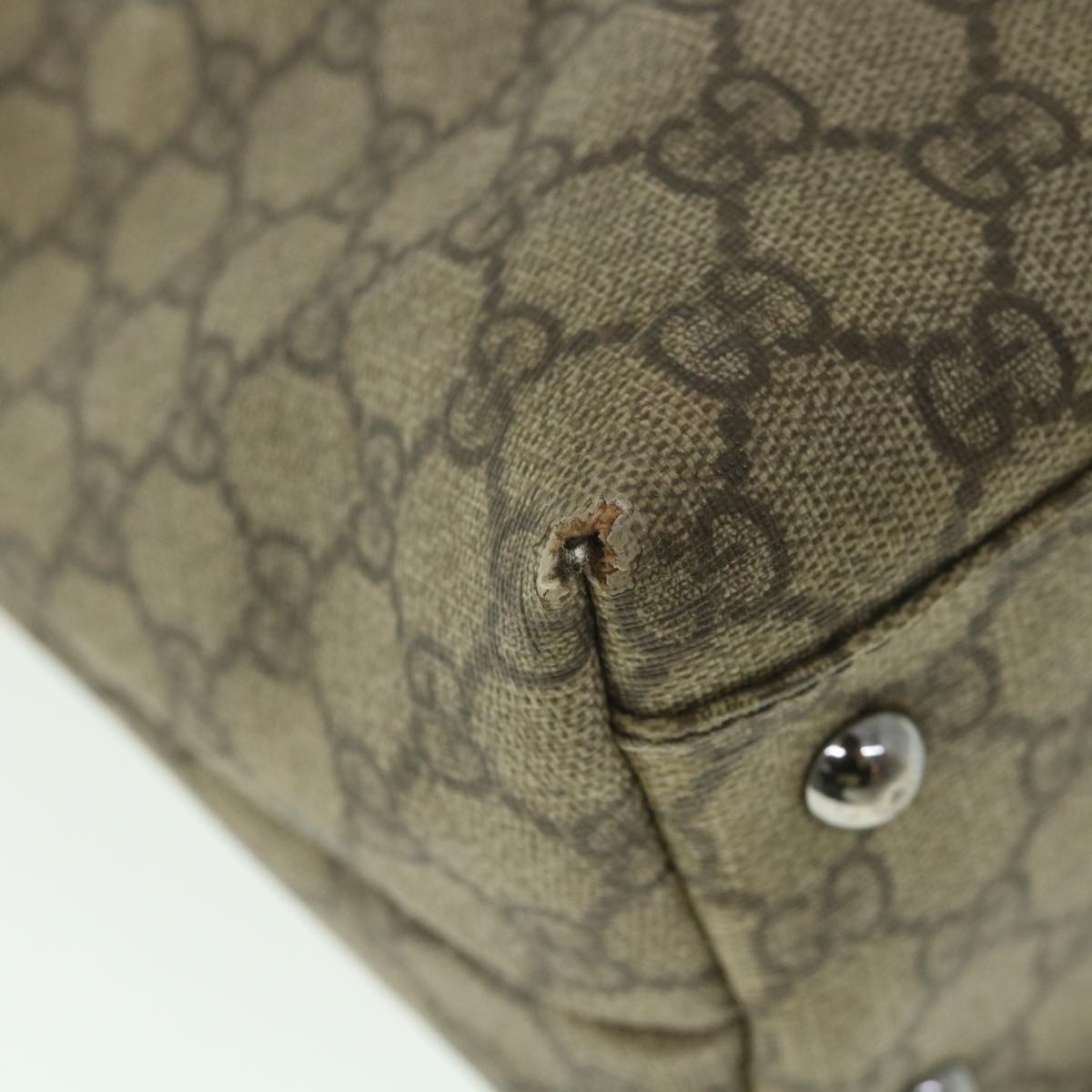GUCCI GG Supreme Tote Bag PVC Leather Beige 114595 ar10426
