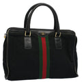 GUCCI GG Canvas Web Sherry Line Hand Bag Black Red Green 010 378 ar10456