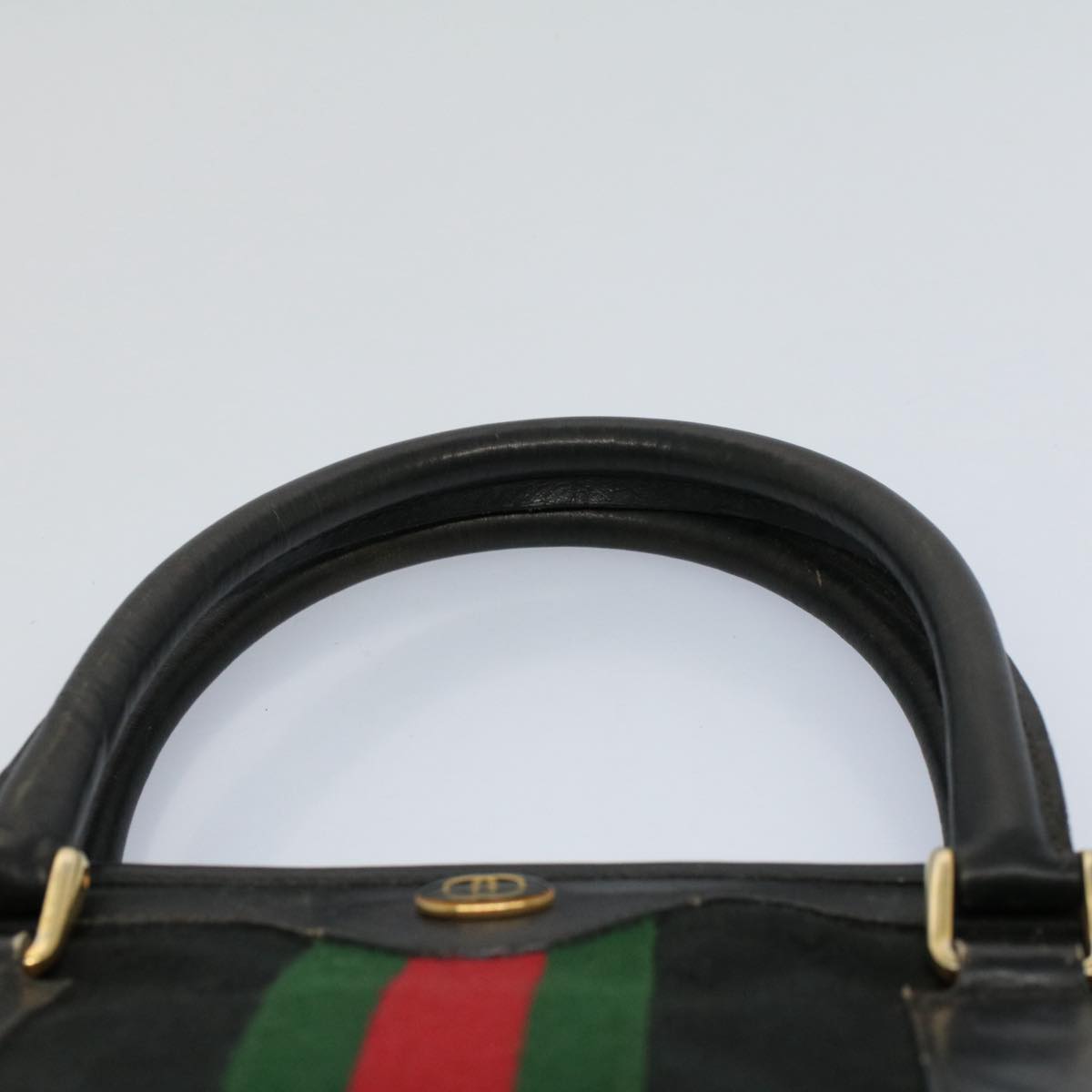 GUCCI GG Canvas Web Sherry Line Hand Bag Black Red Green 010 378 ar10456