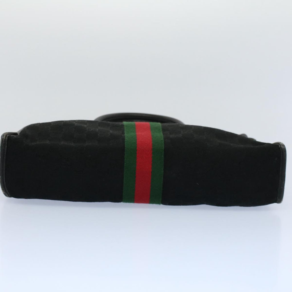 GUCCI GG Canvas Web Sherry Line Hand Bag Black Red Green 010 378 ar10456