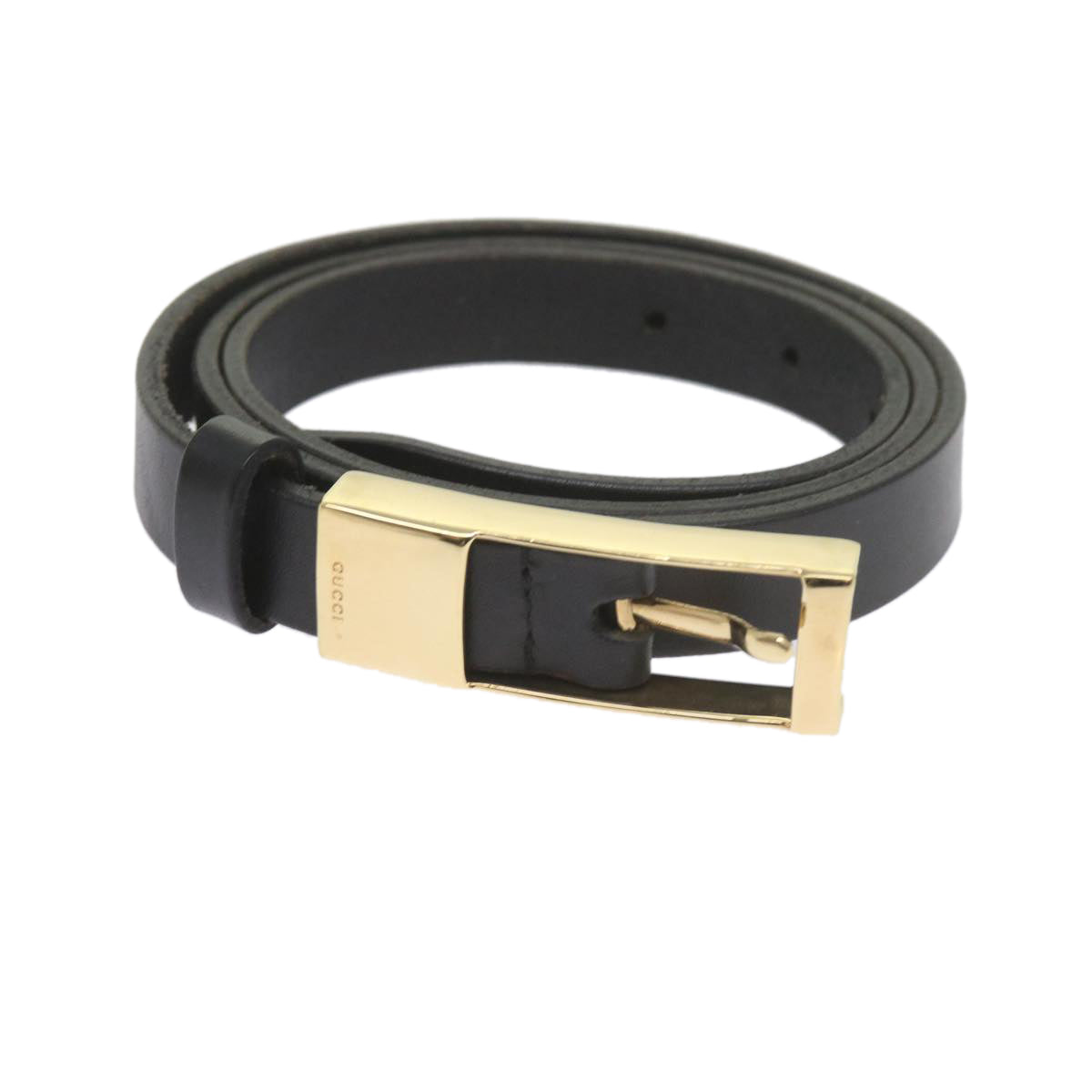 GUCCI Belt Leather 35.4""-37.4"" Black ar10497