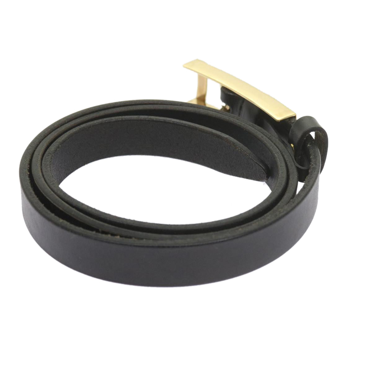 GUCCI Belt Leather 35.4""-37.4"" Black ar10497