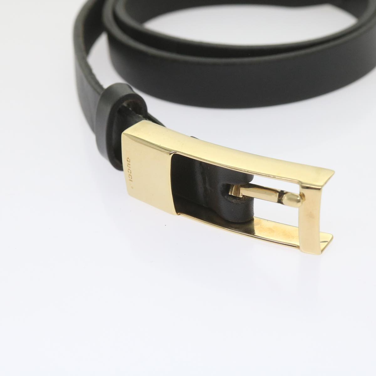 GUCCI Belt Leather 35.4""-37.4"" Black ar10497