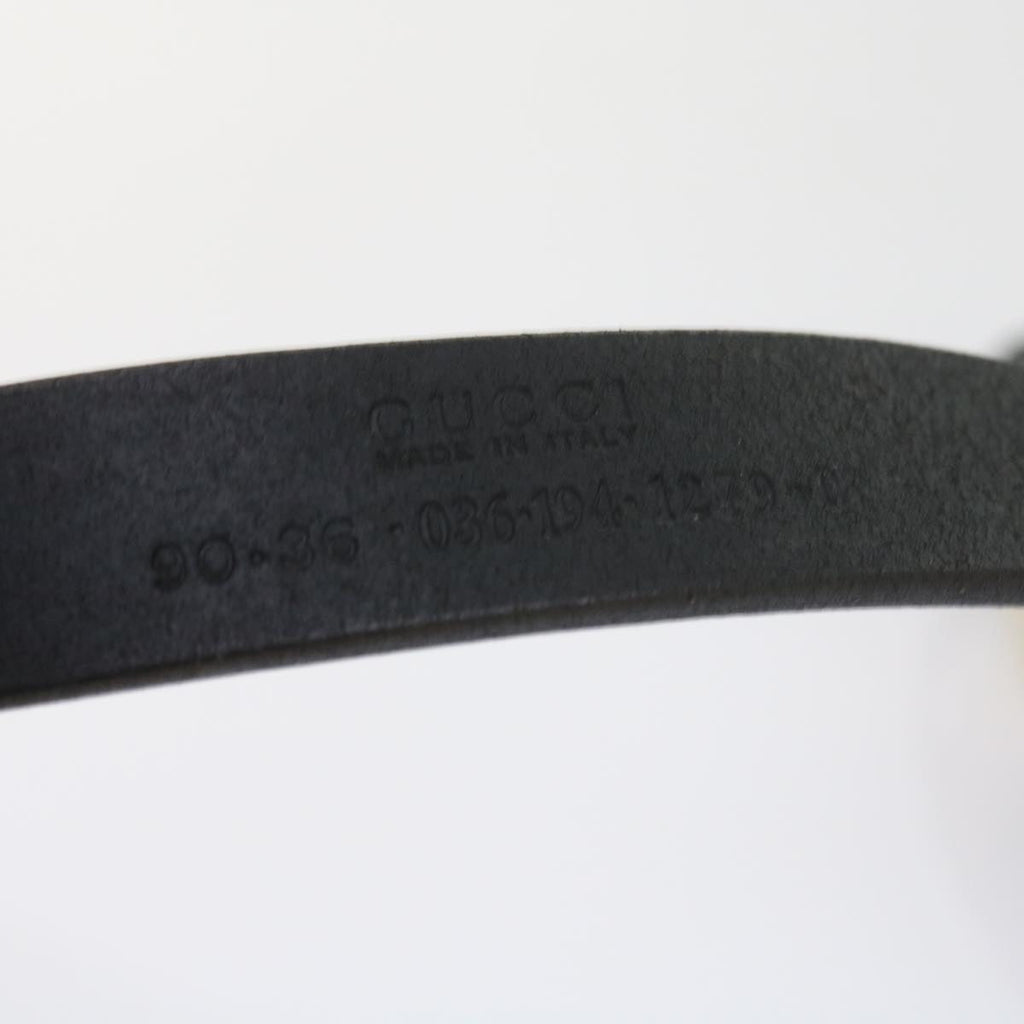 GUCCI Belt Leather 35.4""-37.4"" Black ar10497