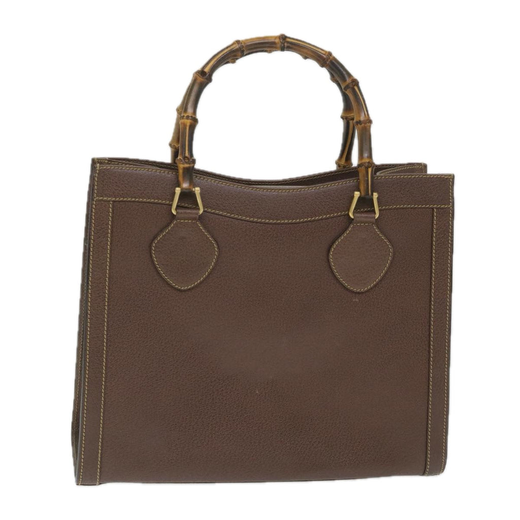 GUCCI Bamboo Hand Bag Leather Brown ar10505