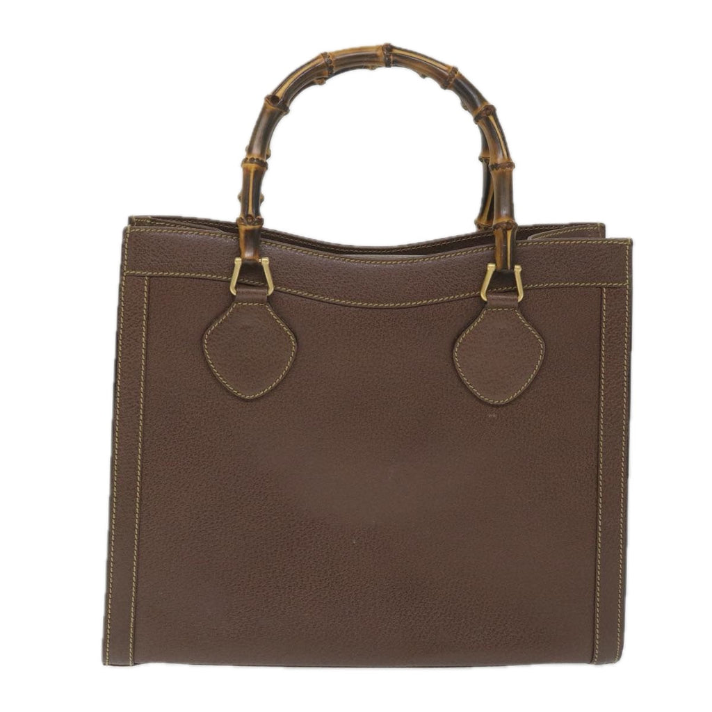 GUCCI Bamboo Hand Bag Leather Brown ar10505