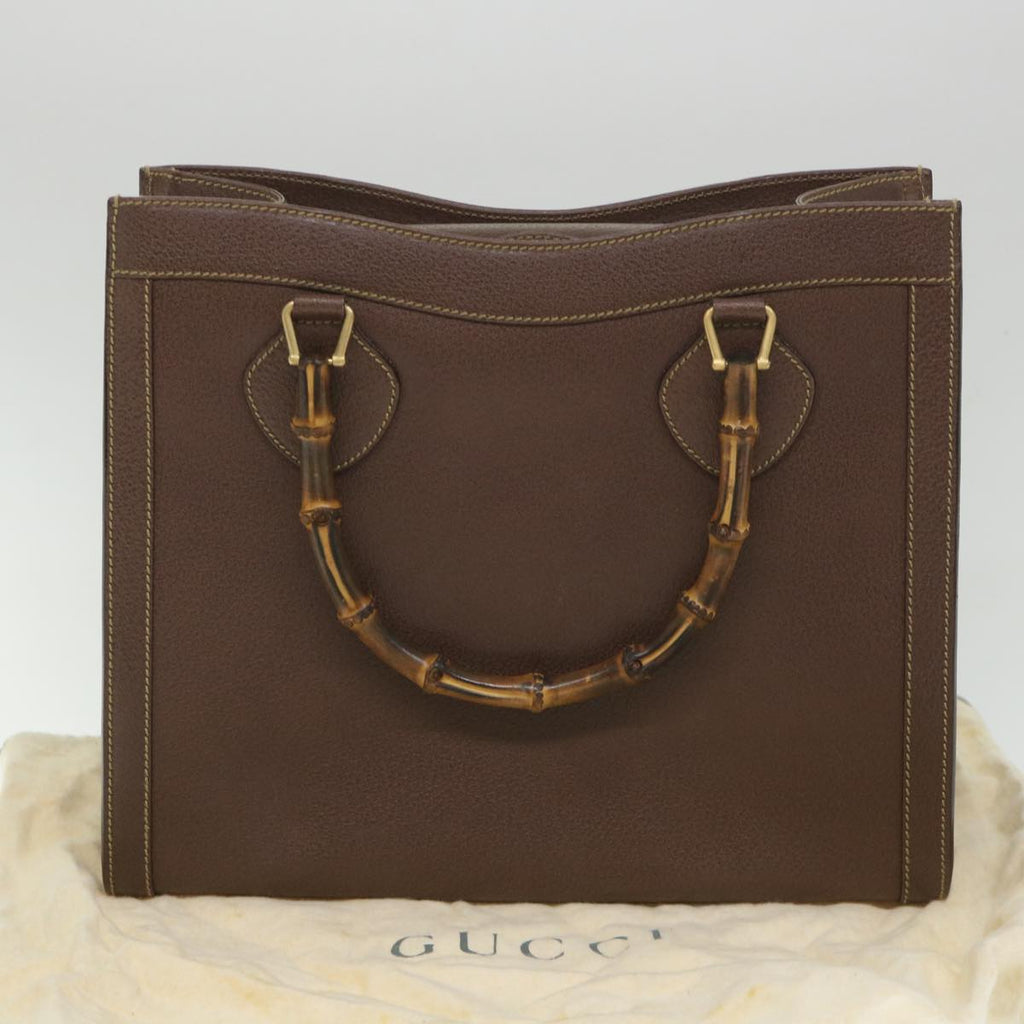 GUCCI Bamboo Hand Bag Leather Brown ar10505