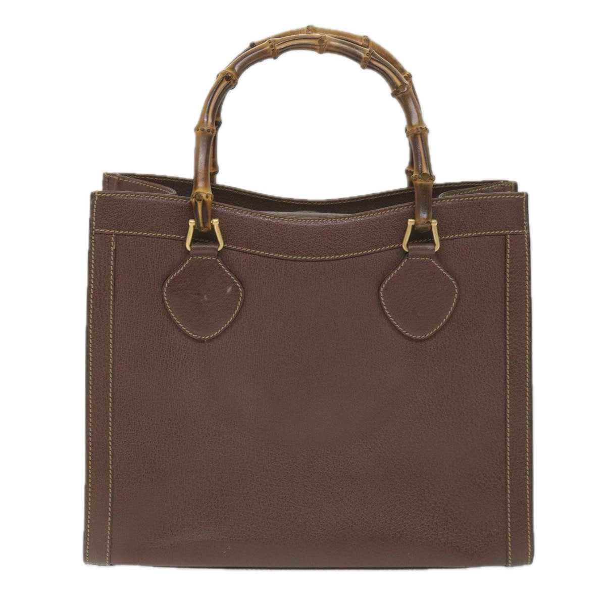 GUCCI Bamboo Hand Bag Leather Brown ar10505