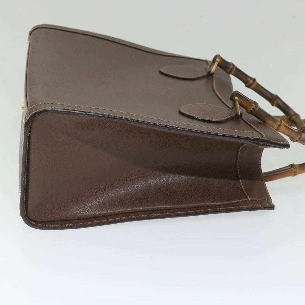 GUCCI Bamboo Hand Bag Leather Brown ar10505